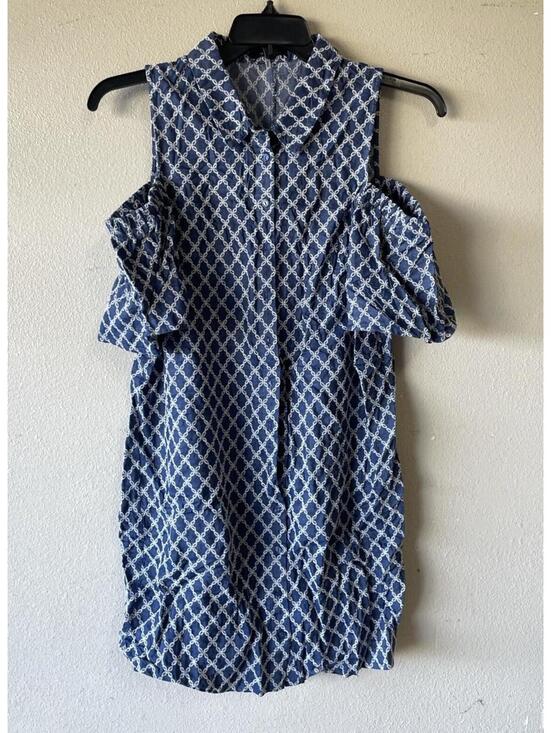 Trina Turk Dresses & Skirts - trina size 10 Dress Blue Off Shoulder Below Knee Geometric Print  (1-15/46)
